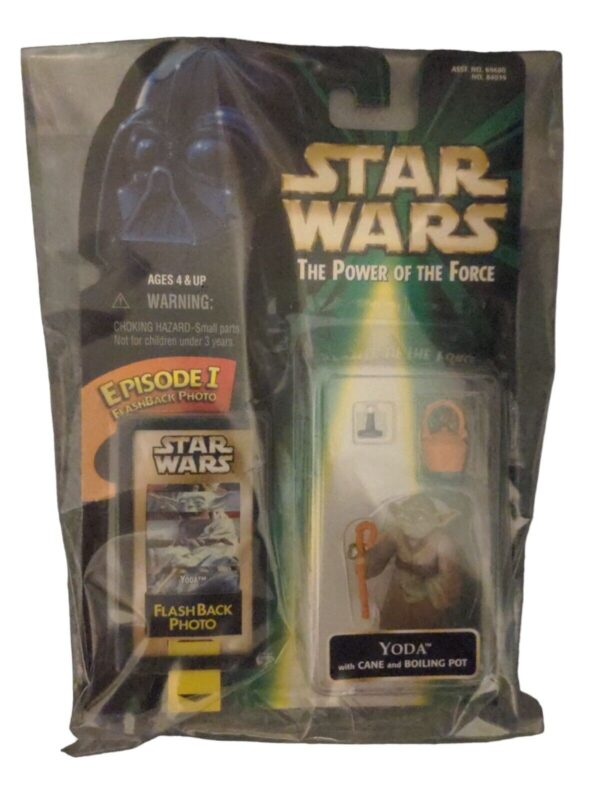 Star Wars Episode 1 Flashback Photo Yoda Figure with Cane & Boiling Pot Rare New